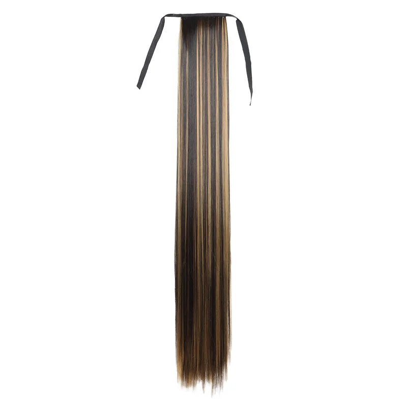 32 Inch Long Straight Drawstring Ponytail Synthetic Hair Extension