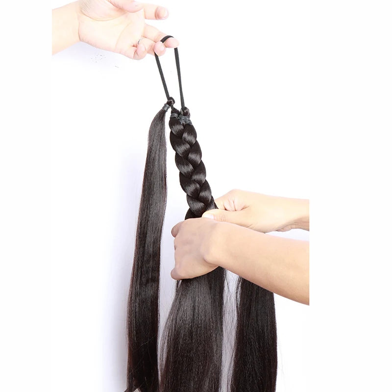 30 Inch Braided Ponytail Extension Synthetic Box Braid Hairpiece