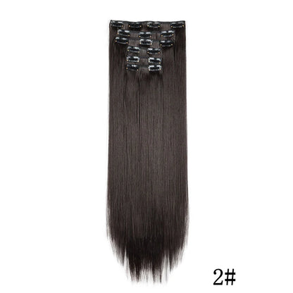 Synthetic Clip In Hair Extensions Long Straight Heat Resistant