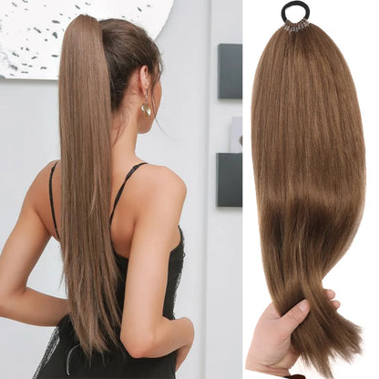 Long Straight Headband Ponytail Synthetic