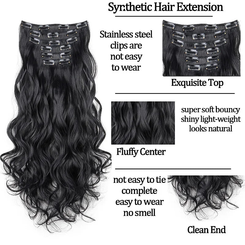 24 Inch Curly Clip In Hair Extensions Set