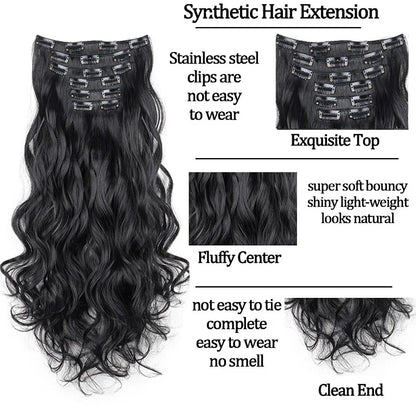 24 Inch Curly Clip In Hair Extensions Set