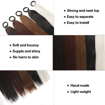 28 Inch Straight Ponytail Extension Synthetic Elastic Hair