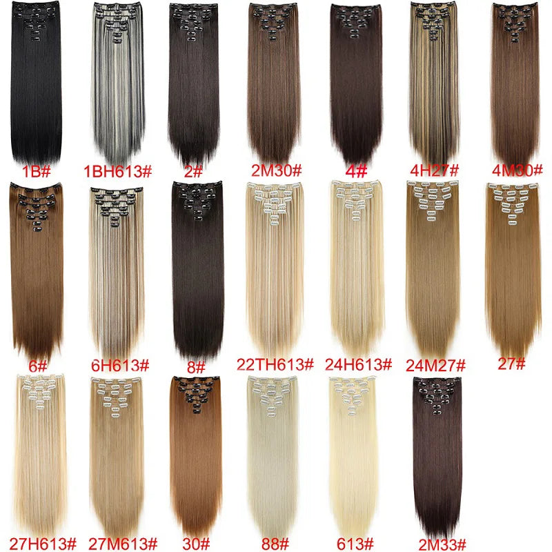 24 Inch Clip In Hair Extensions Set