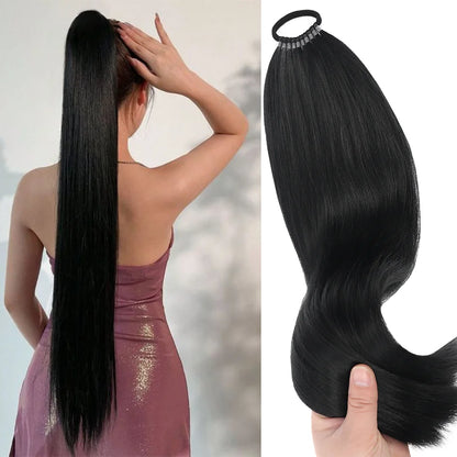 Long Straight Headband Ponytail Synthetic