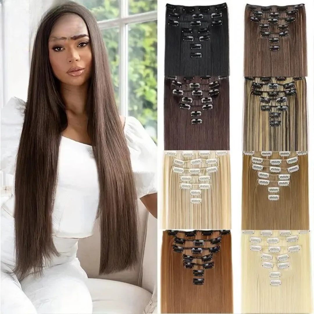24 Inch Clip In Hair Extensions Set