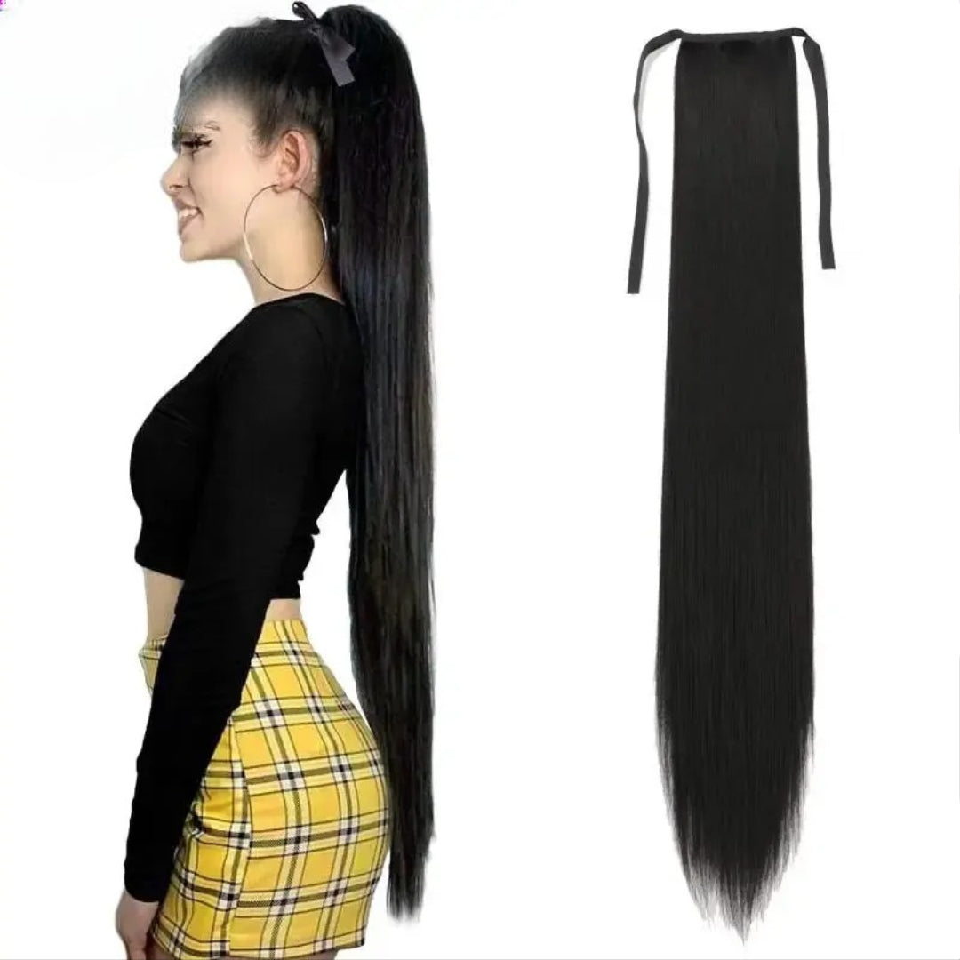 32 Inch Long Straight Drawstring Ponytail Synthetic Hair Extension